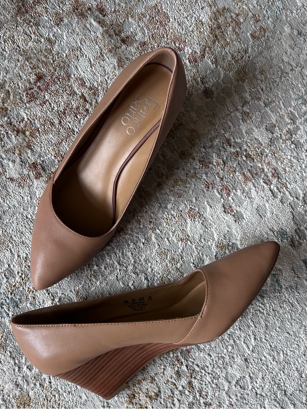 Franco Sarto Taupe Pointed-Toe Wedge Pumps